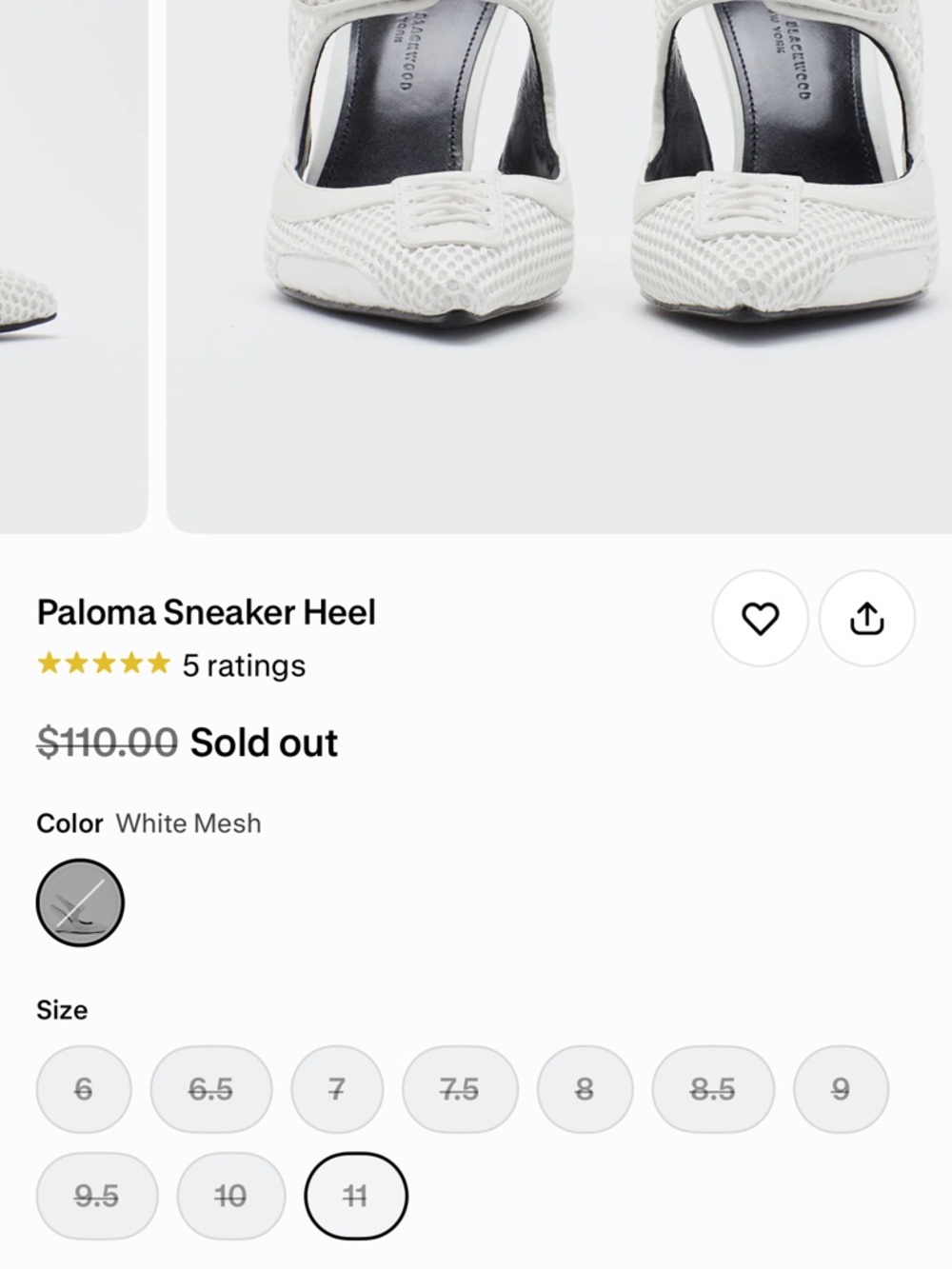 Sold Out Brandon Blackwood White Mesh Paloma Sneaker Heel